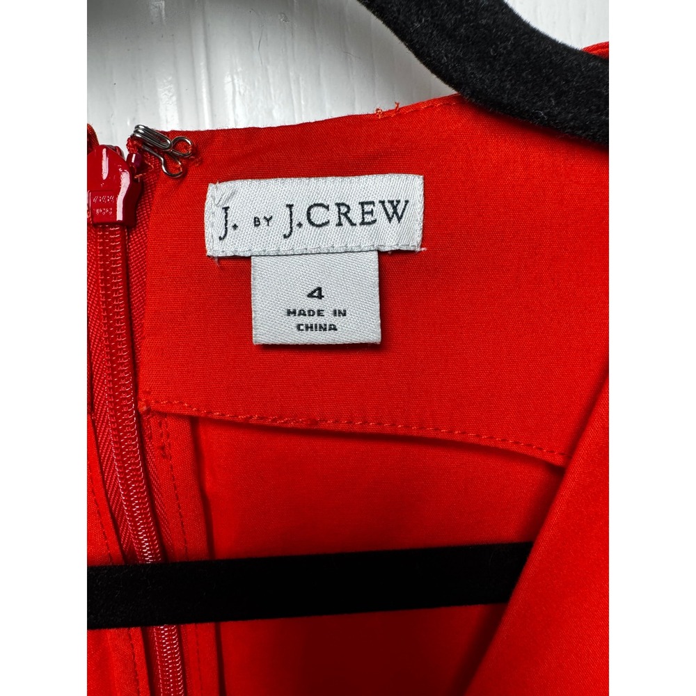 J. by J. Crew Women Orange Wrap Front Tie Back Bow Midi Dress Size 4 - Picture 4 of 6